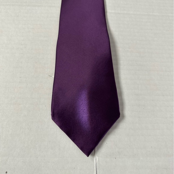 Silk Tie Purple Stain Resistant John Ashford Handmade - Picture 3 of 11